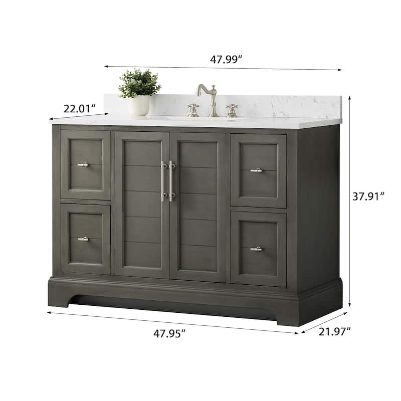 Vanity Art 48" Single Sink Bathroom Vanity with Top & Backsplash