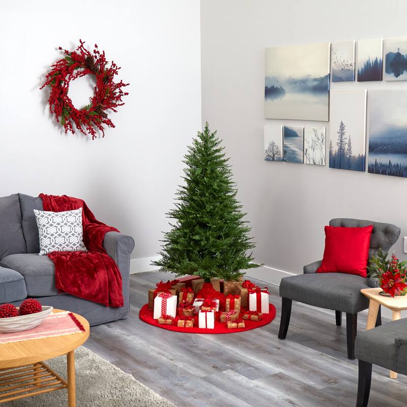 5' Wisconsin Fir Artificial Christmas Tree with 250 Warm White LED Lights and 578 Bendable Branches