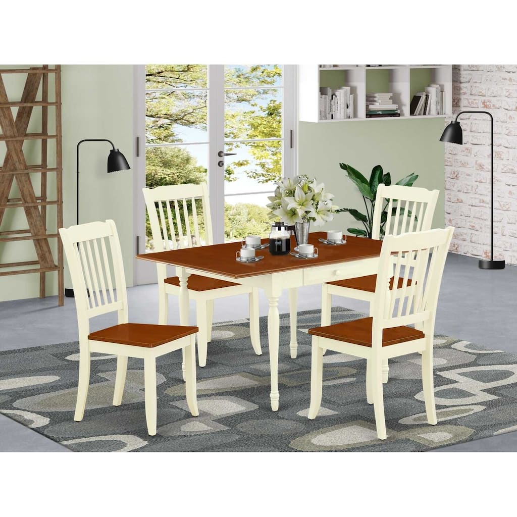 5-Piece Buttermilk and Cherry Solid Wood Top - Dining Room Set - Seats 4