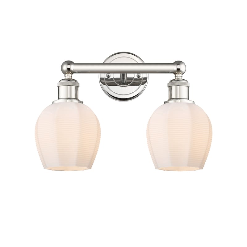 Innovations Lighting 616-2W-11-15 Norfolk Vanity Norfolk 2 Light 15" - Polished Nickel / Matte White