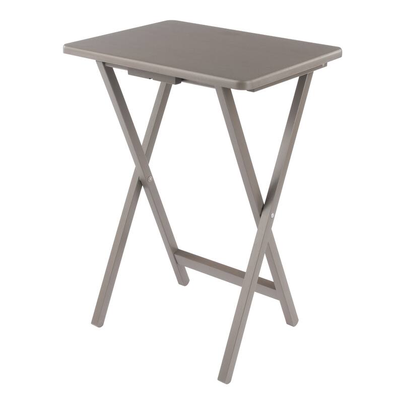 Alex 5-Pc Snack Table Set with Storage Stand Oyster Gray Finish