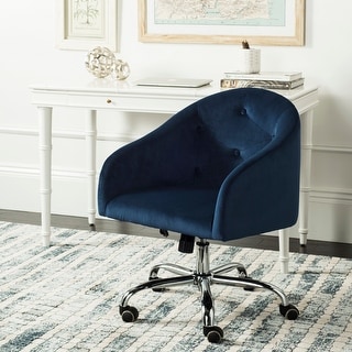 SAFAVIEH Amy Tufted Chrome Leg Swivel Adjustable Office Chair - 24" x 22" x 31.9"