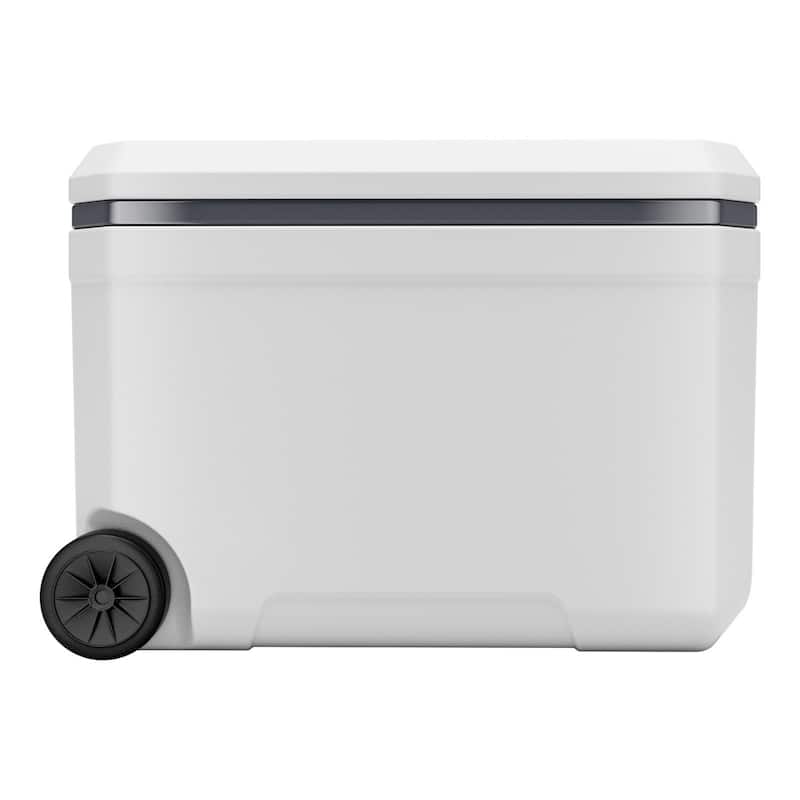Portable Insulated Cooler with Wheels & Cup Holder for Outdoors