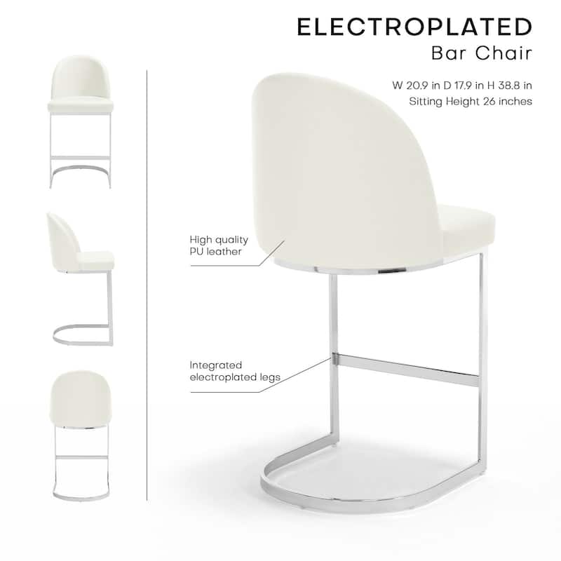 26" Upholstered Counter Stool/ Bar Stools with Metal Legs - 38.8"H x 17.9"W x 20.9"D