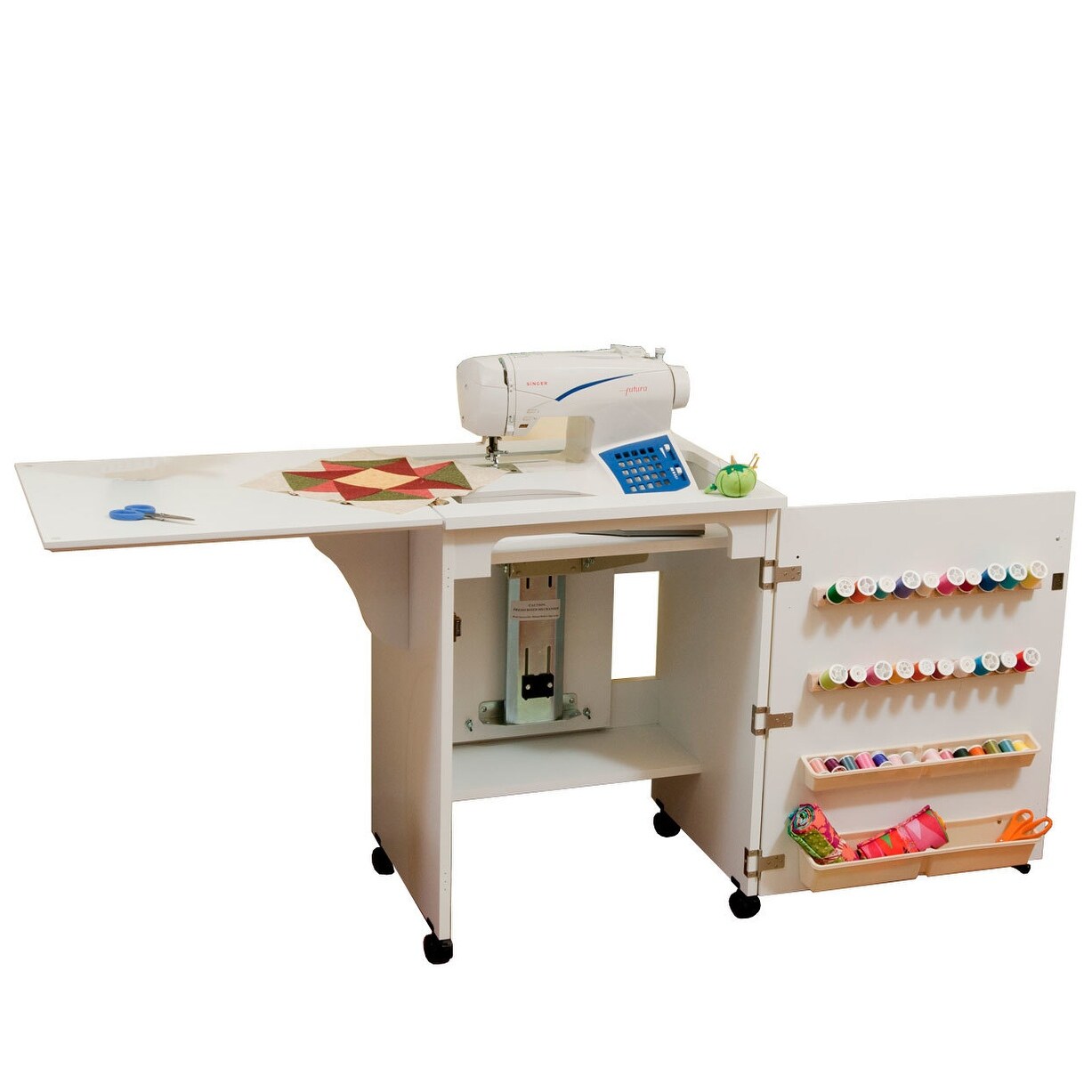 Arrow Sewnatra Compact Cabinet W Convenient Air Lift White Finish 36 X 42 X 6 Overstock 16816642