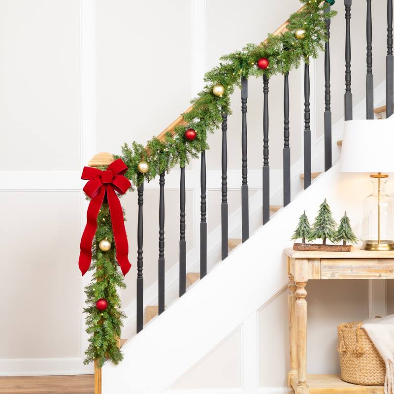 9' x 10" Northern Pine Artificial Christmas Garland Warm White LED