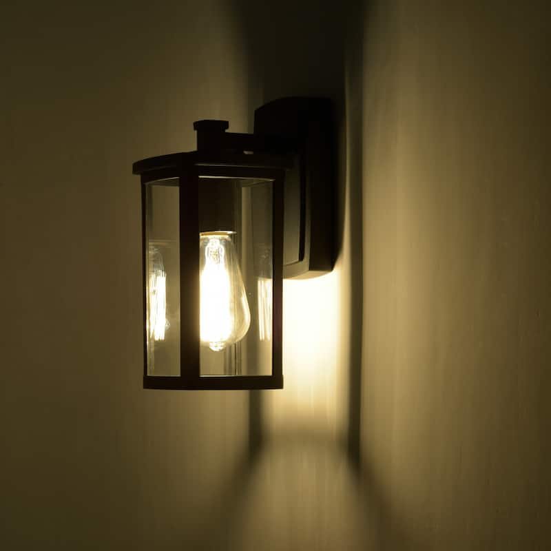 1-light Textured Black Outdoor Wall Lantern