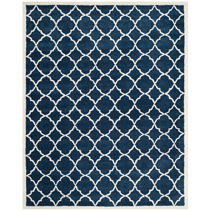 SAFAVIEH Handmade Chatham Kader Modern Moroccan Wool Rug - 8'9" x 12' - Blue/Ivory