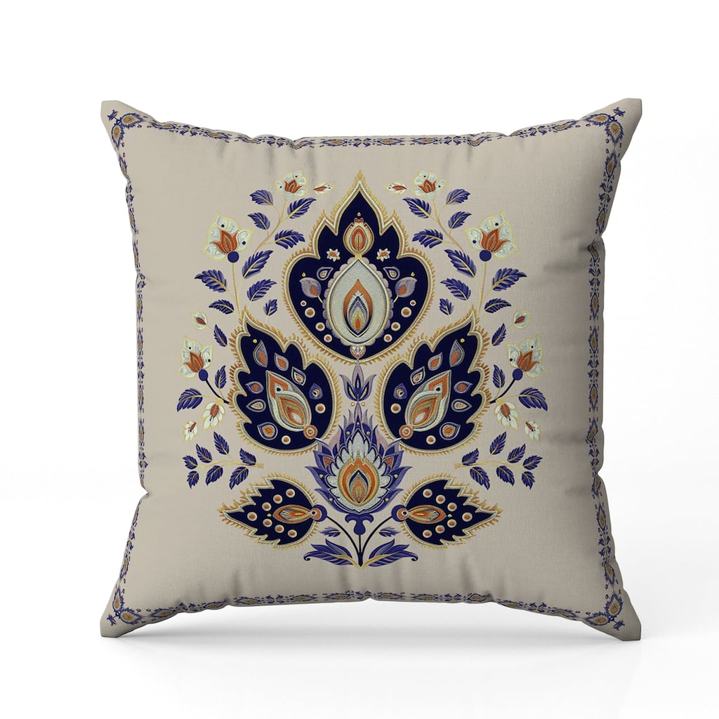 Vintage Verve Indoor/Outdoor Reversible Throw Pillow Blue and Black