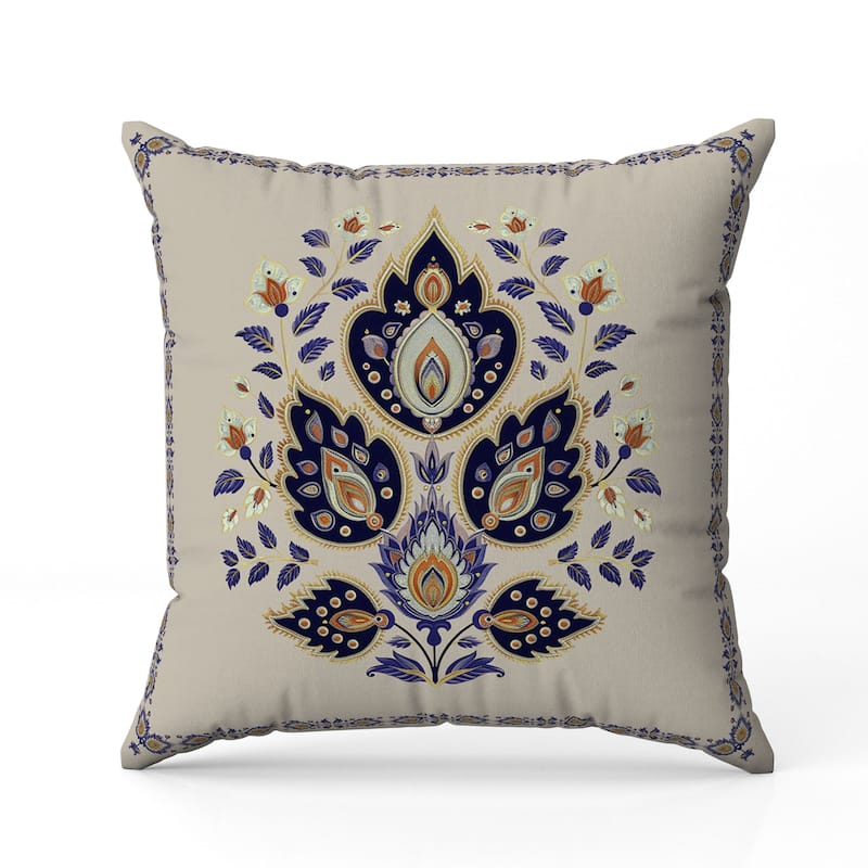 Vintage Verve Indoor/Outdoor Reversible Throw Pillow Blue and Black