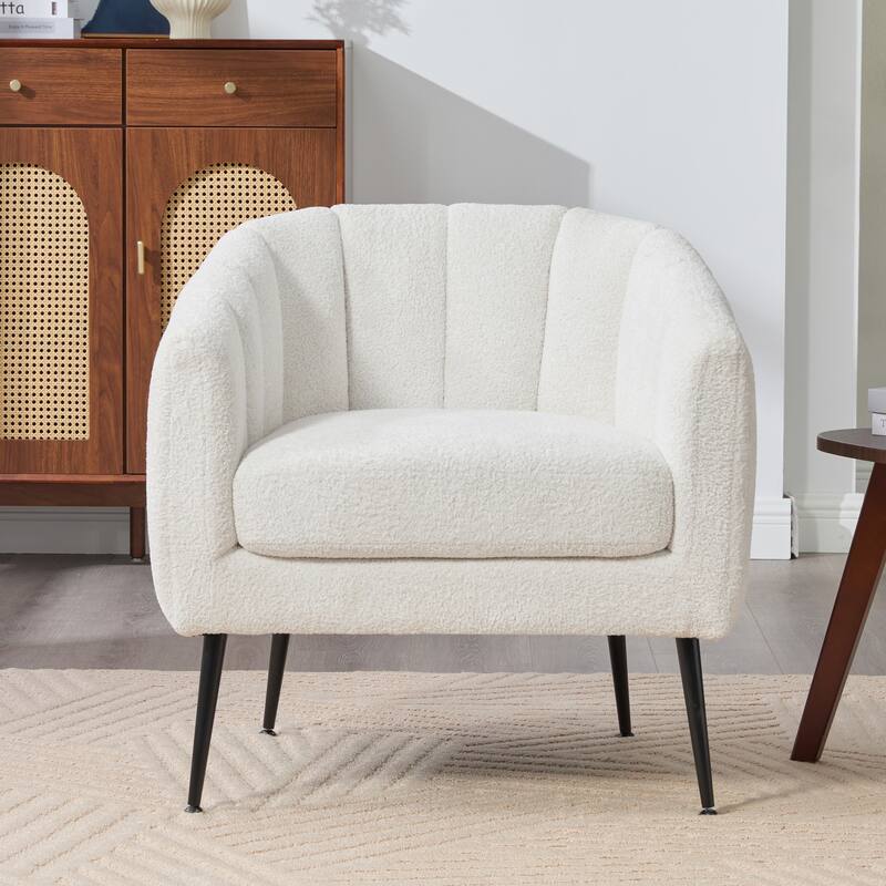 29.9" W Mid-Century Chenille Armchair with Metal Legs