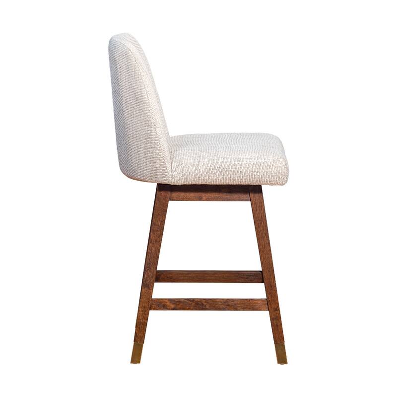 Full Back Swivel Counter Height Bar Stool with Armrest and Foam Cushion Seat Wood Frame for Kitchen