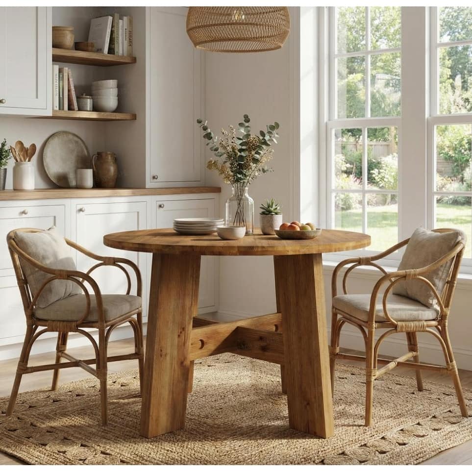 47-Inch Solid Wood Dining Table for 4-6 People