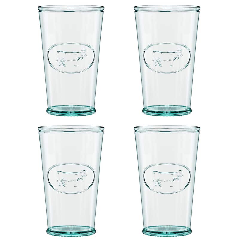 Amici Home Vintage Farmhouse Embossed Milk Cow Glass Tumblers Set - Set of 4