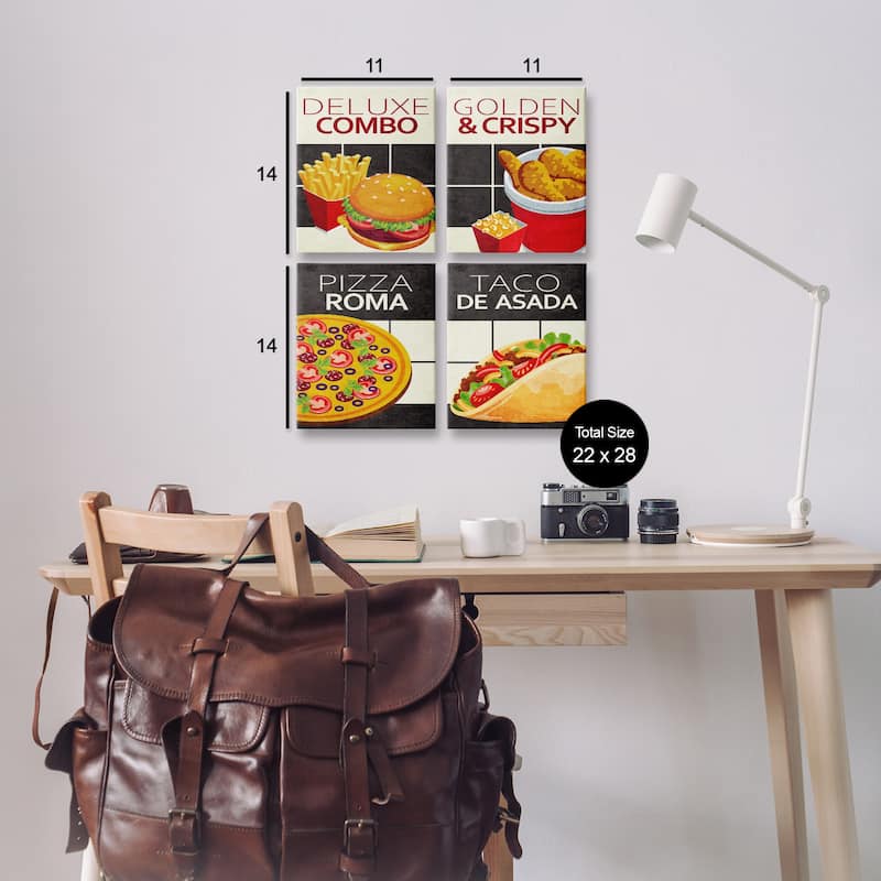 Stupell Fast Food American Cuisine Canvas Wall Art Design By Kim Allen (Set of 4)