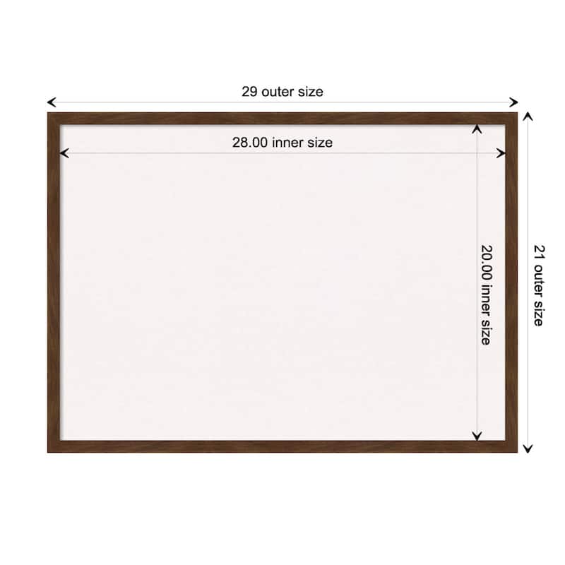Carlisle Narrow Wood Framed White Corkboard Bulletin Board - Carlisle Brown Narrow - Board Size 28x20
