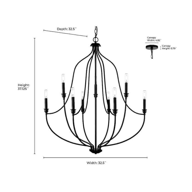 Millennium Lighting 98009 Senoia 9 Light 33" Wide Pillar Candle Style