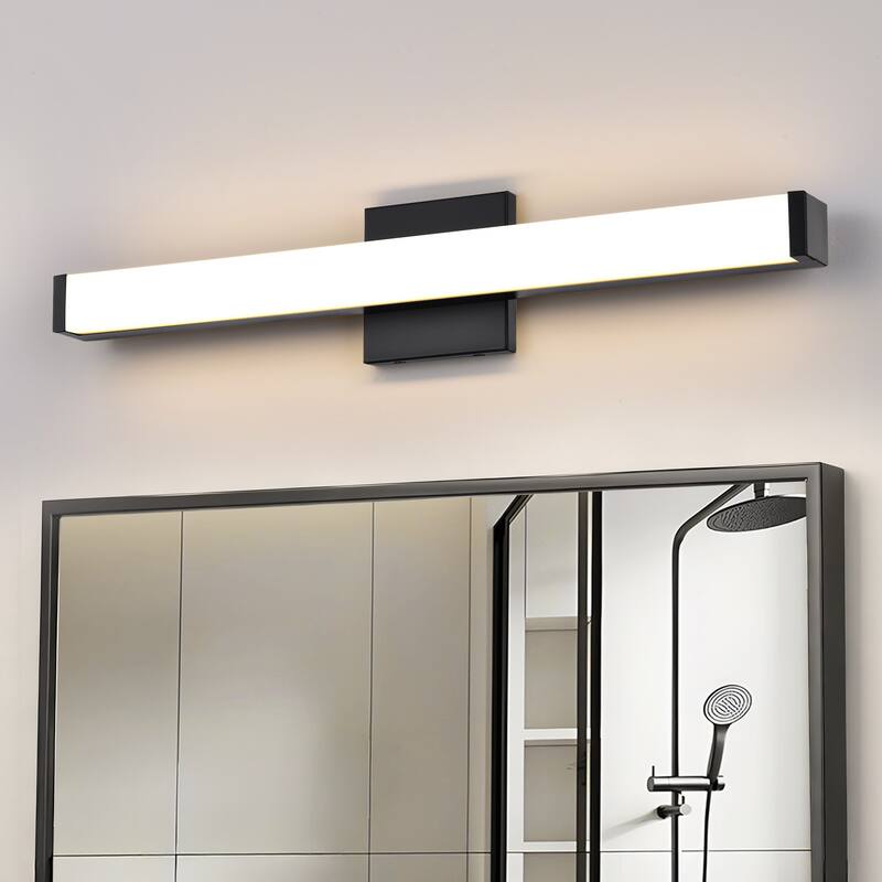 Modern Integrated LED Vanity Light Bar - 6 Variants (24in/30in, Matte Black/Brushed Nickel/Gold), 3000K, Damp Rated for Bathroom - 24 in. - Matte Black