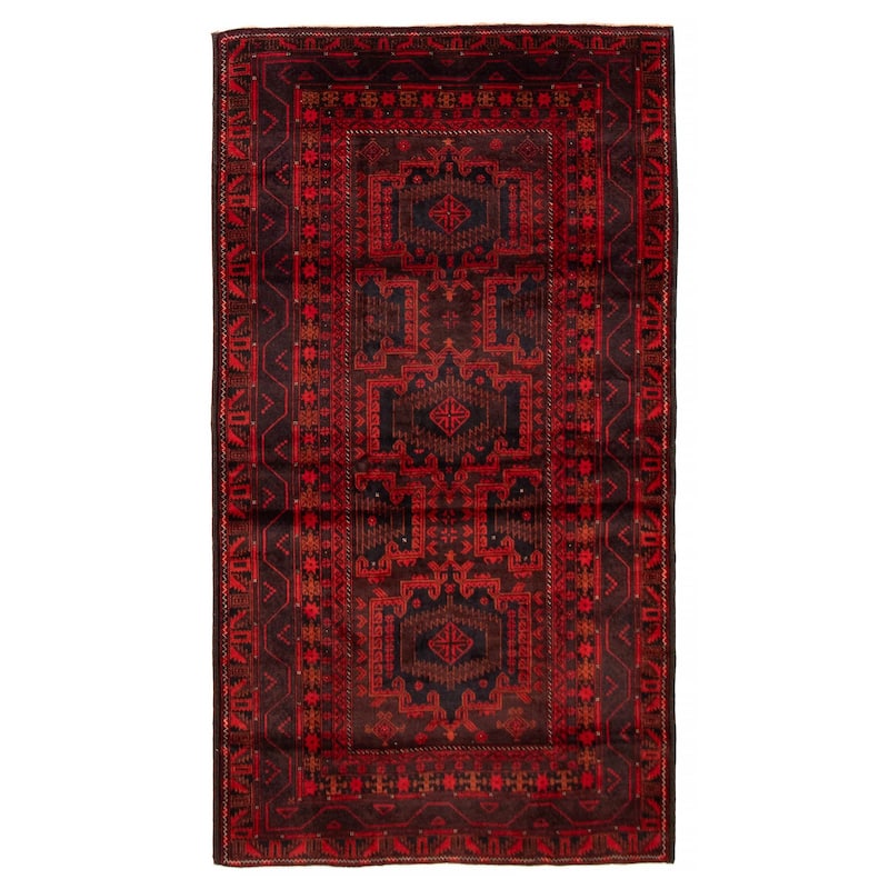 Teimani Red Rug 4'2" x 7'7" - 4'2 x 7'7 - Red - 4'2 x 7'7