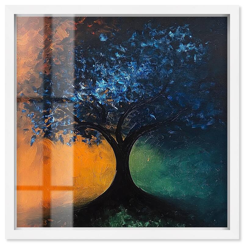 Tree of Opposites II Shadowbox by Art Remedy - White - 20" x 20"