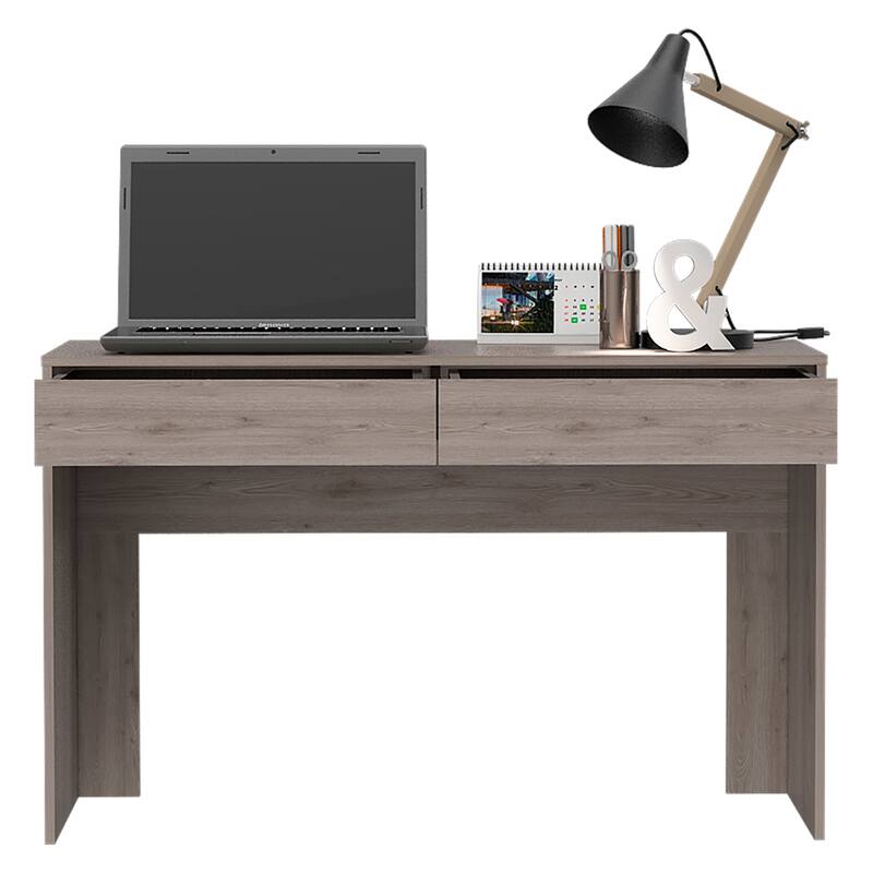 Modern Industrial Style Computer Desk with Spacious Drawers and Open Shelf, Pine Wood Construction, Perfect for Home
