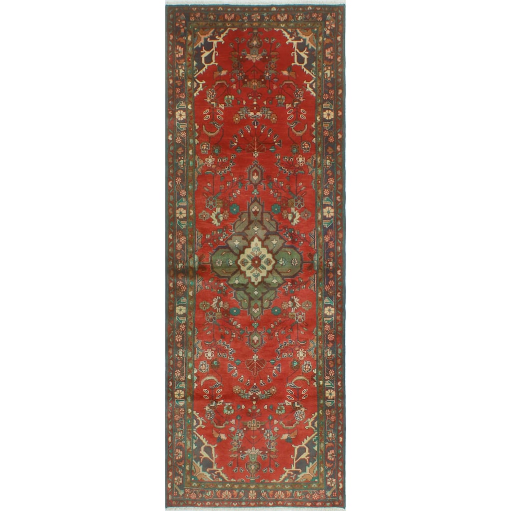 Noori Rug Fine Vintage Distressed Vida Red/Grey Runner - 3'6" x 9'9"