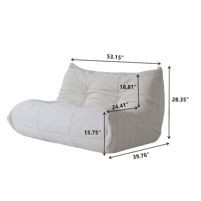 Teddy Velvet Floor Couch,Comfortable Back Support Lazy Sofa with Ottoman