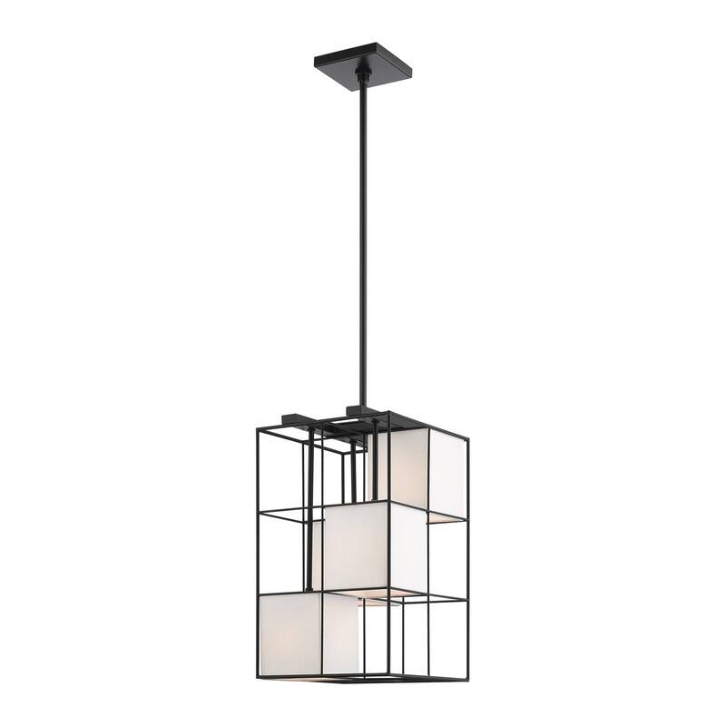 Livex Lighting 4-light Black Pendant, 49622-04 - 10.5" SQ X 25" - 73" ADJ.H