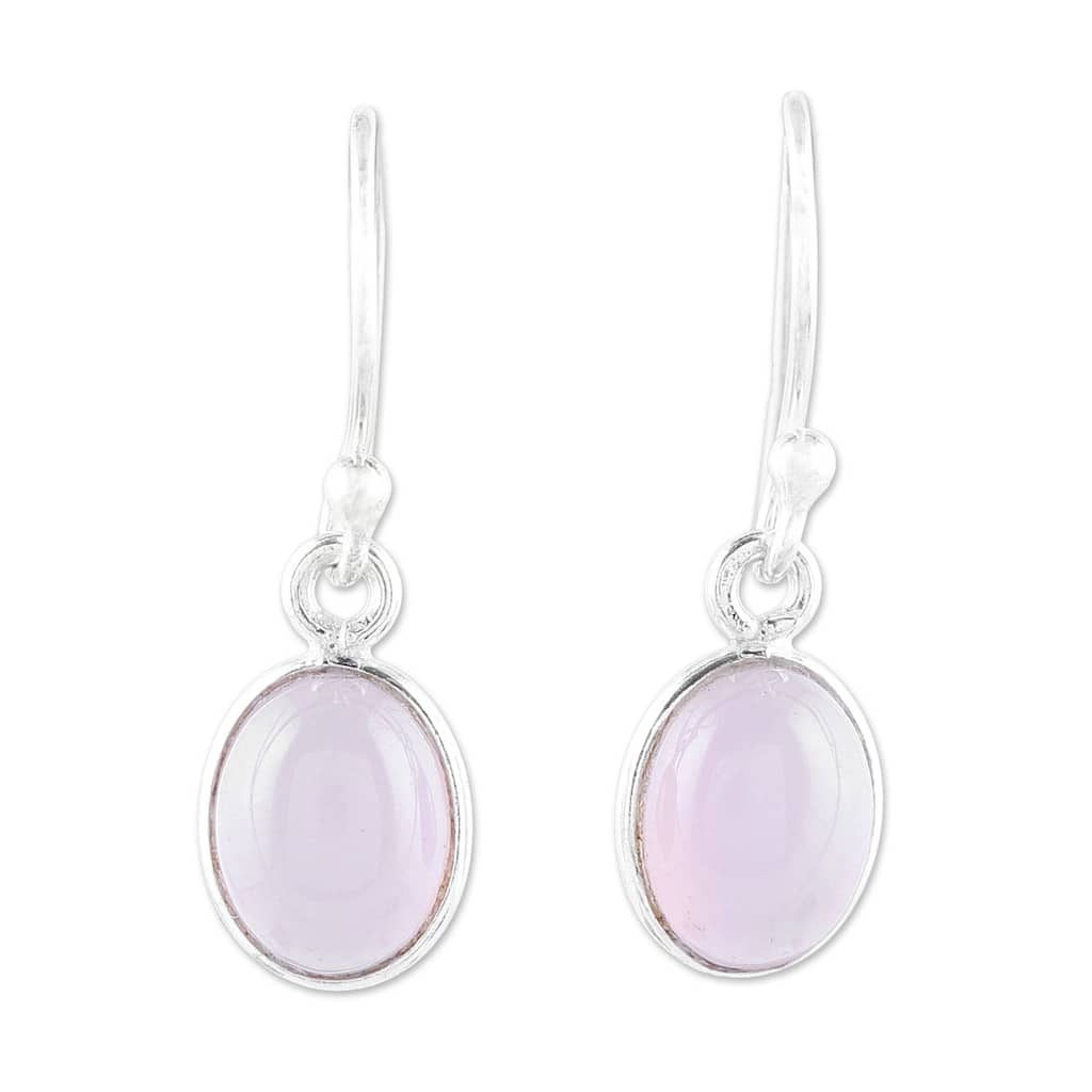 NOVICA Luminous Soft Pink, Chalcedony dangle earrings - 0.9*0.3