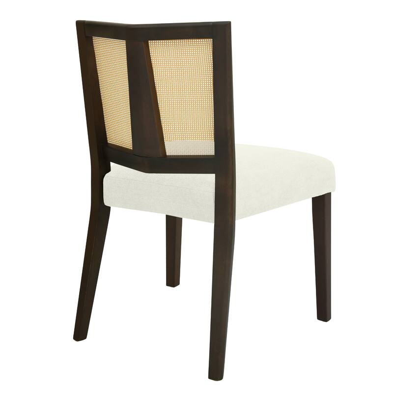 Mid-Century Modern Dining Chair with Rattan Back(Set of 2)