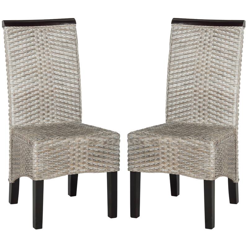 SAFAVIEH Gunvor Grey Wicker Dining Chair (Set of 2) - 17.3" x 24" x 39.3" - 17Wx24Dx39H