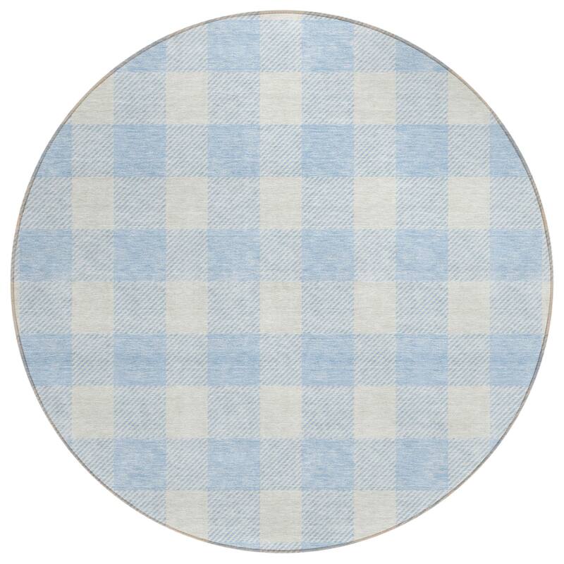 HomeRoots Plaid Transitional Rectangle Outdoor Rug