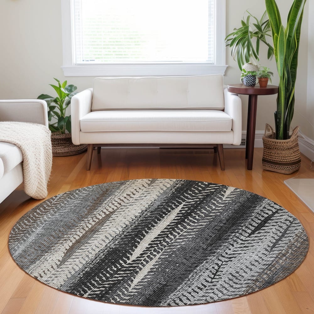 Machine Washable Indoor/ Outdoor Chantille Modern Imprints Rug