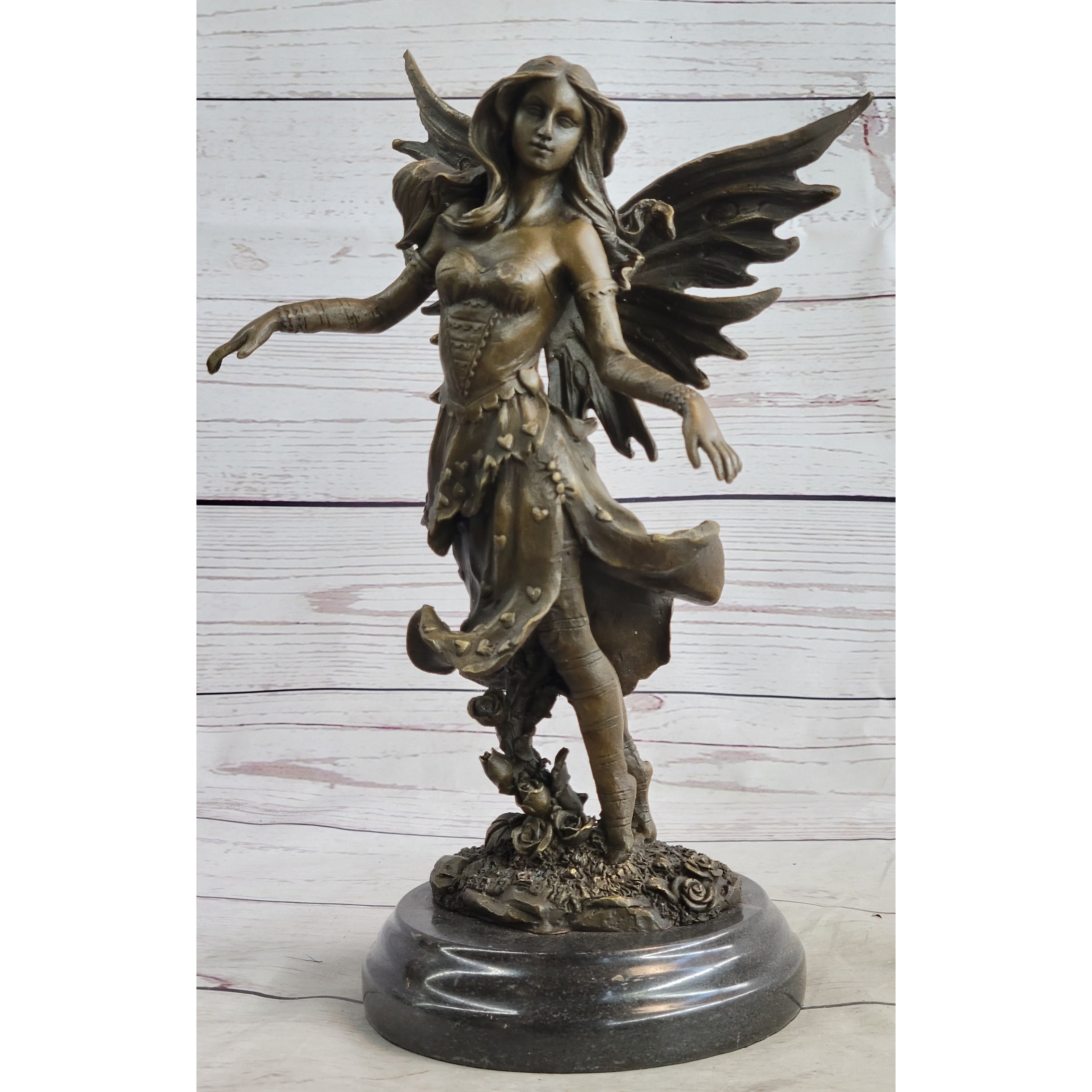 Mythical Bronze Fairy Angel Sculpture By Italian Artist Aldo Vitaleh Figurine