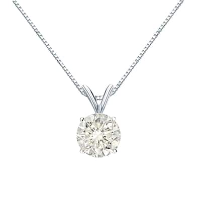 Auriya 14k Gold 1ctw Round Solitaire Diamond Necklace (J-K, I1-I2)