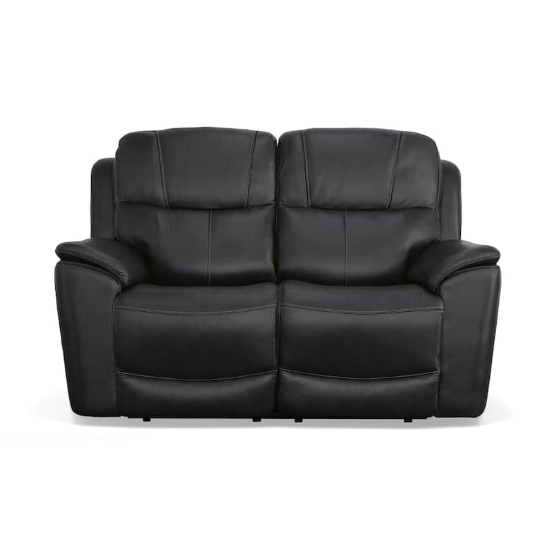 Crew Top Grain Leather Power Reclining Loveseat with Power Headrests & Lumbar