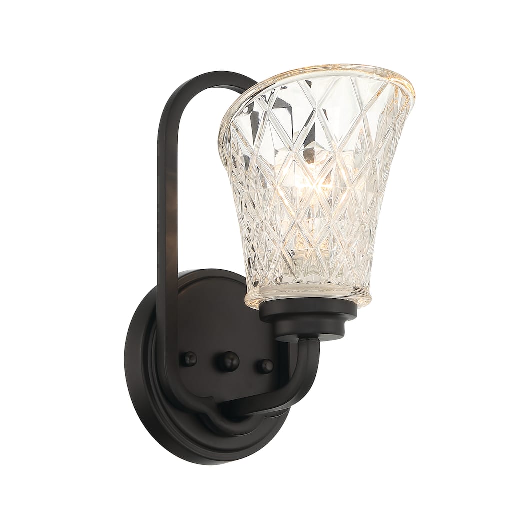1 - Light Dimmable Black Armed Sconce - W5.55"xD7.48"xH11.02"