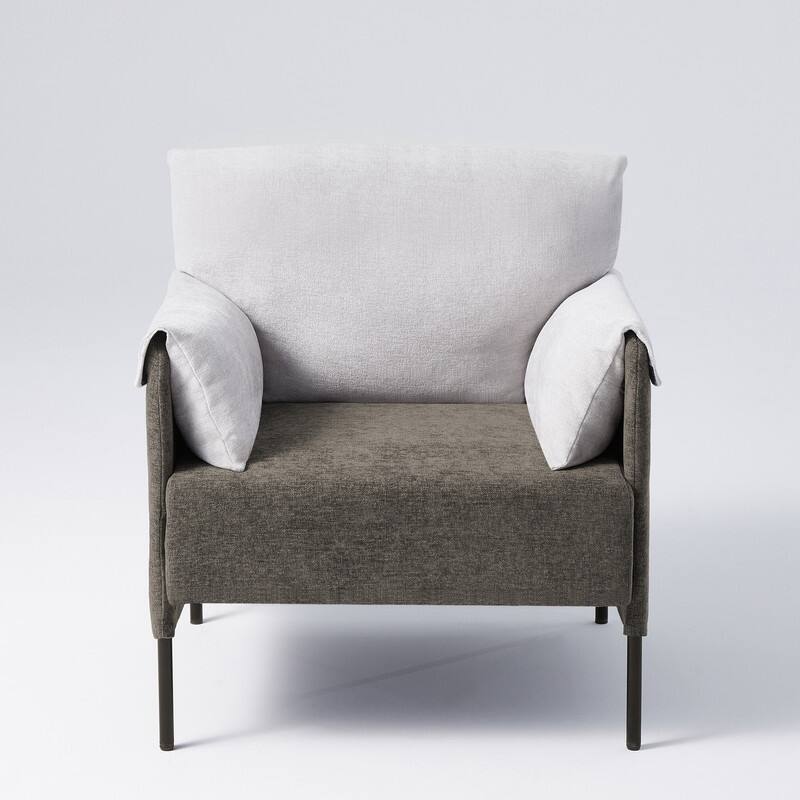 Two-Tone Upholstered Accent Chair with Wrapped Armrests