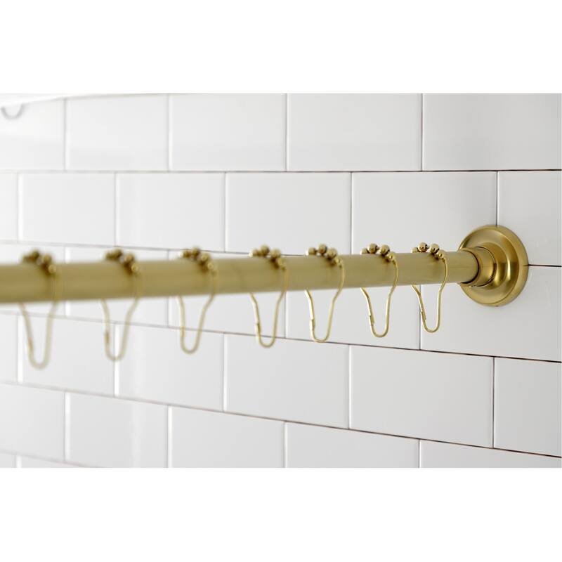 Edenscape 72 in. Adjustable Stainless Steel Shower Curtain Rod with Rings in Brushed Brass