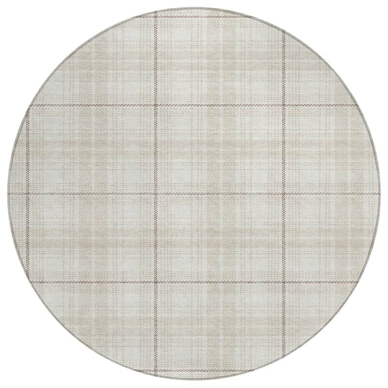 Machine Washable Indoor/ Outdoor Plaid Chantille Rug