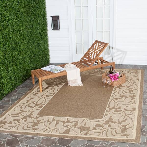 slide 2 of 119, SAFAVIEH Courtyard Mardell Waterproof Backyard Patio Rug 6'7" x 9'6" - Brown/Natural