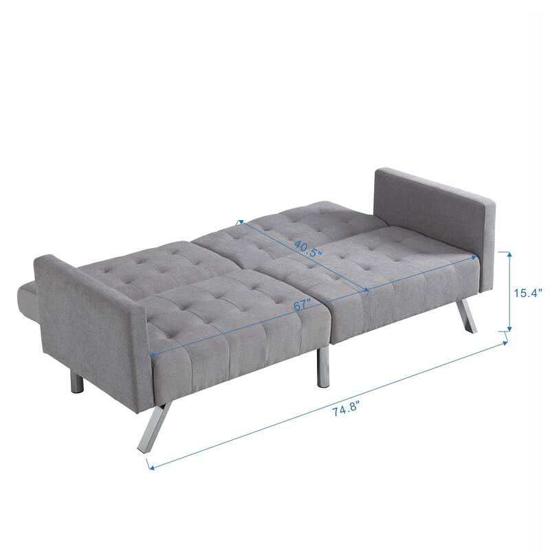 Convertible Folding Sofa Bed with Adjustable Split Back and Breathable Linen, Ideal for Small Spaces, Dorms, and Apartments