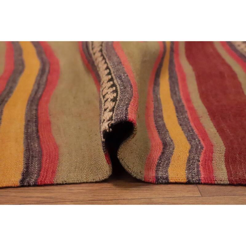 Hand Woven Oriental 100% Wool Carpet Southwestern Geometric Oranges & Rust Kilim Area Rug - 7' 5'' X 4' 7''