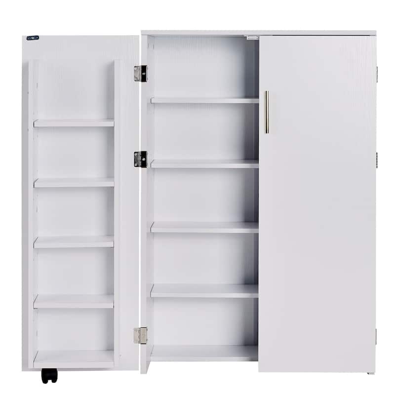 VECELO 35.4" Kitchen Pantry Storage Cabinet Freestanding Bathroom Storage Cabinets Small Food Pantry Cabinet for Dining Room