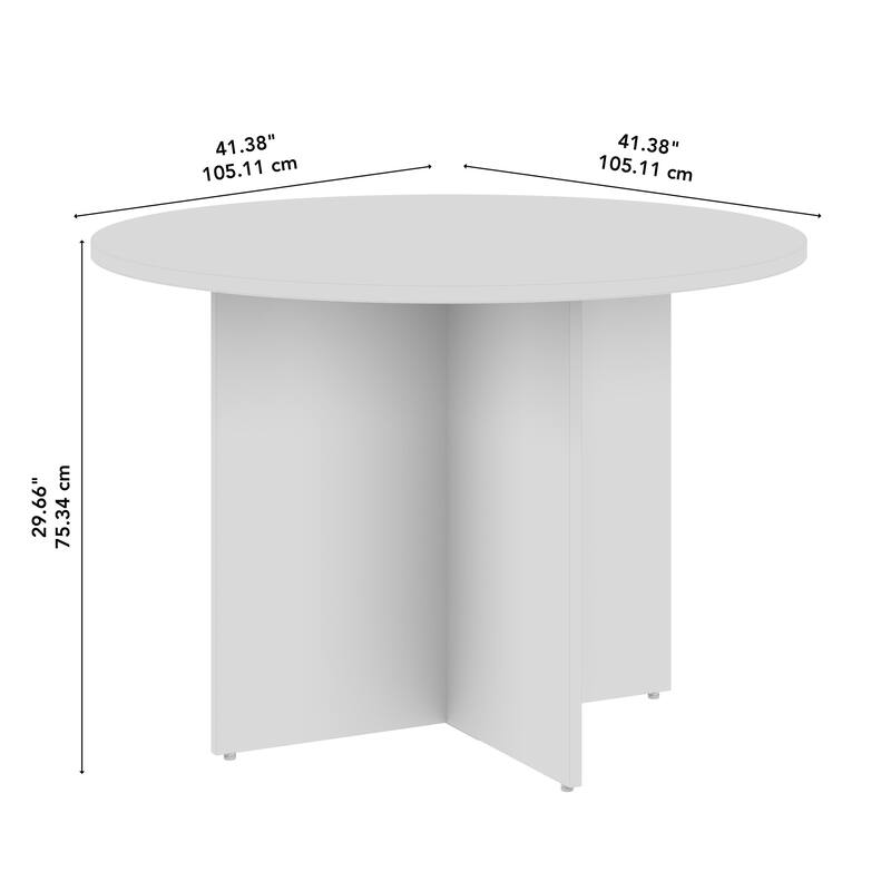 Bush Business Furniture 42W Round Conference Table with Wood Base