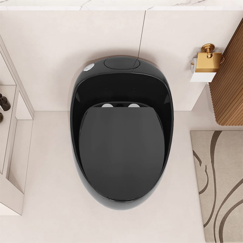 Glossy Black 1-Piece Elongated Toilet