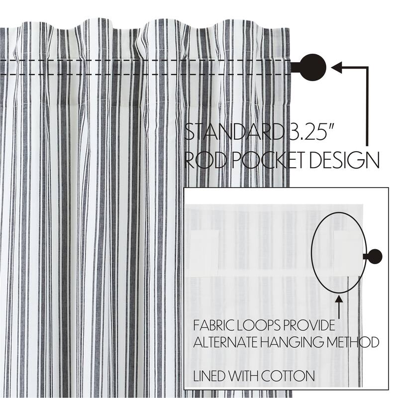 Sawyer Mill Black Ticking Stripe Door Panel 72x40