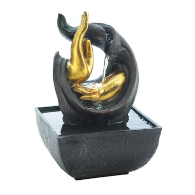 Hands Accent Water Tabletop Fountain - 8" - Black and Gold