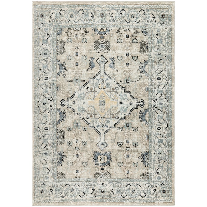 Nourison Washable Decor Indoor only Machine Washable Persian Area Rug - Taupe/Blue - 7' 10" x 10' - Rectangle