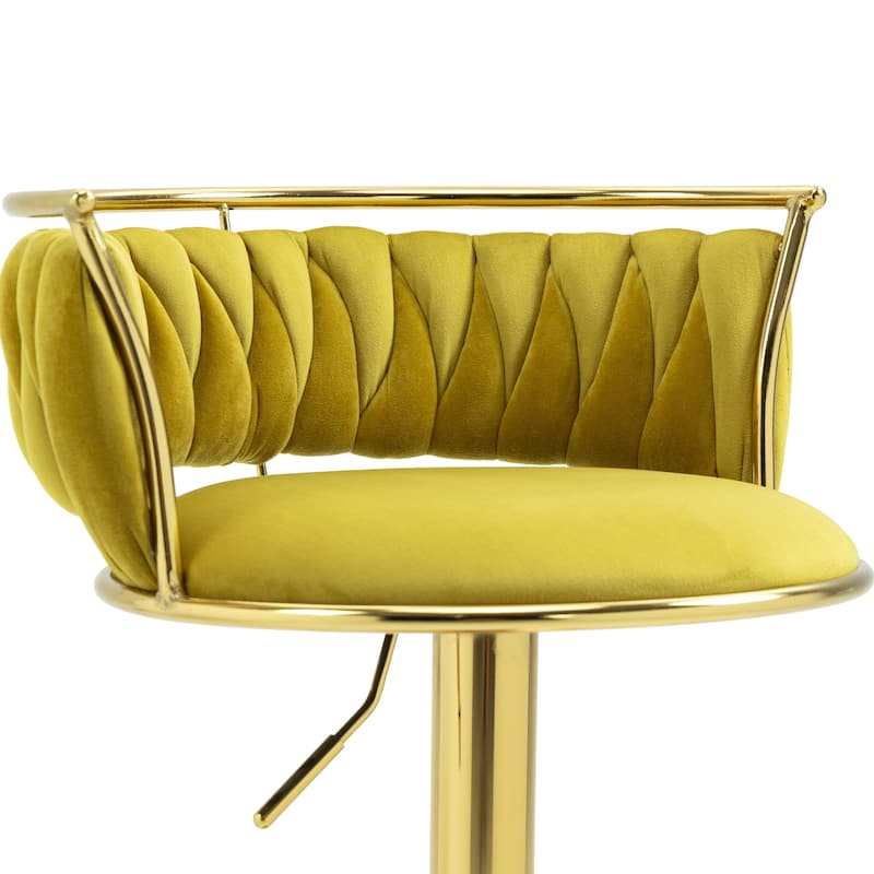 4 Set Modern Velvet Adjustable Swivel Bar Stools with Metal Frame